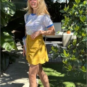 Vintage Danier yellow suede petal skirt